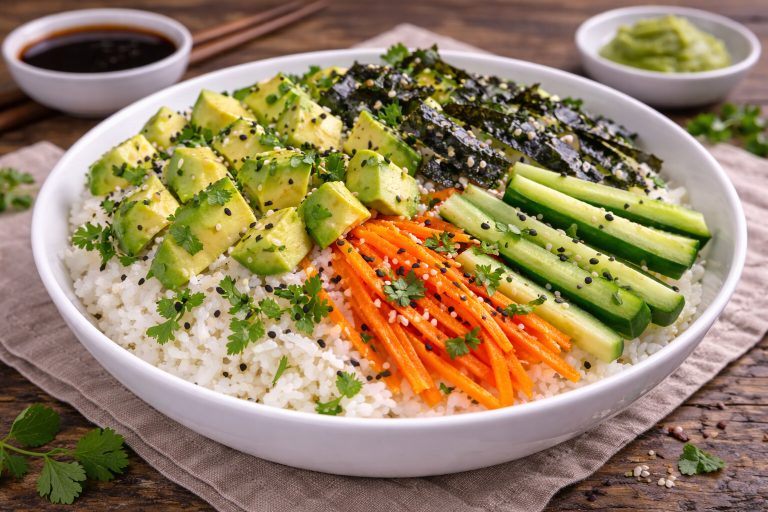 Farsangi Vegán Avokádós Sushi Tál